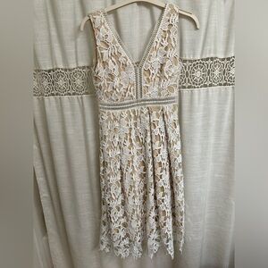 White lace midi dress